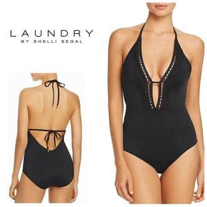 New. Laundry by Shelli Segal Black plunge swimsuit. Small. Retails $149